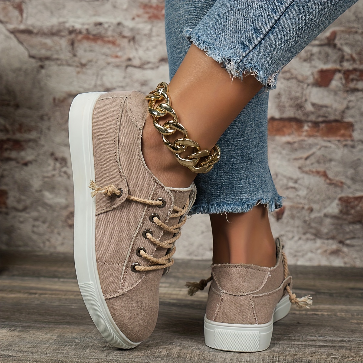 womens solid color sneakers casual lace up outdoor shoes womens comfortable low top shoes details 1