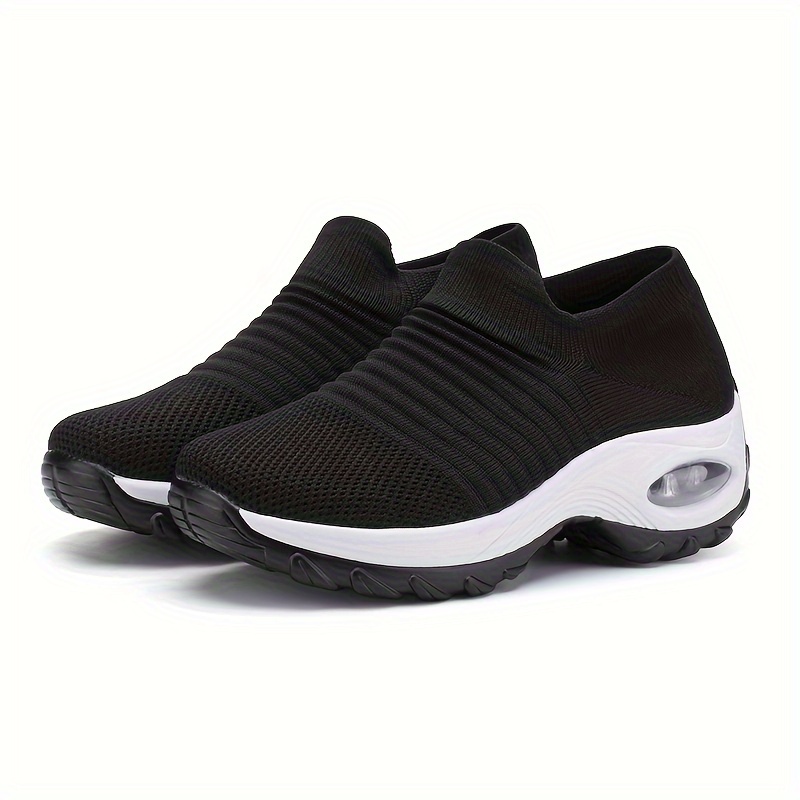 air cushion sock sneakers, womens air cushion sock sneakers casual knitted low top running sports shoes breathable walking trainers details 4