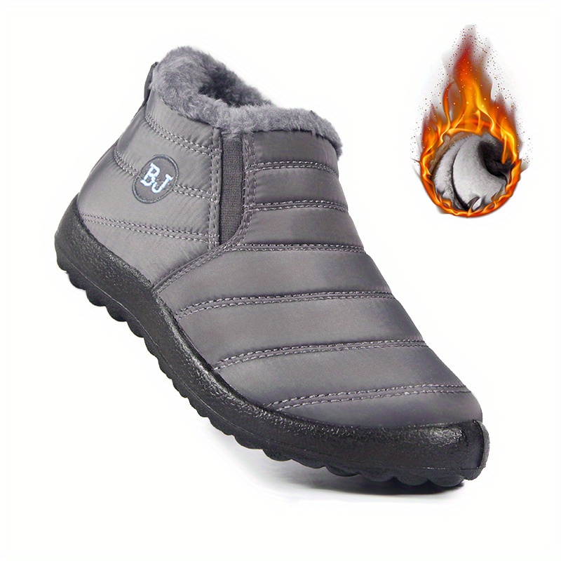 womens plush lined snow boots waterproof slip on ankle boots winter thermal outdoor flat boots details 9
