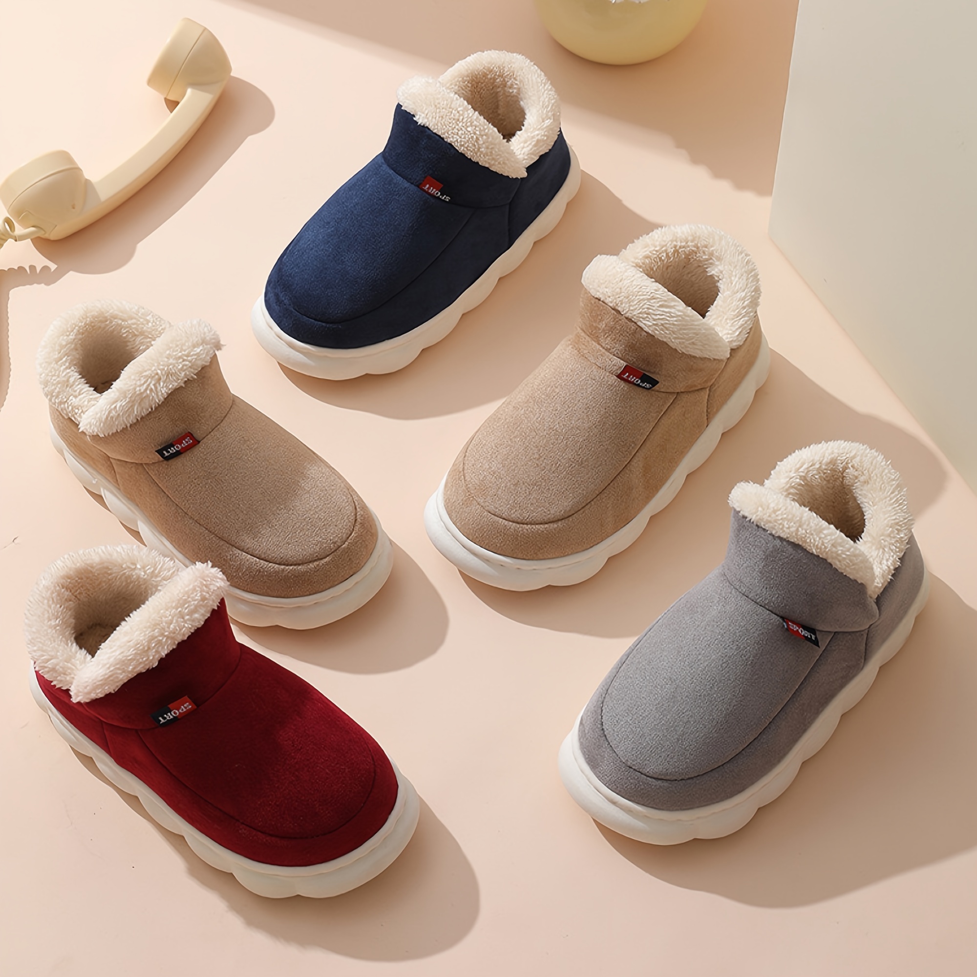 womens winter platform snow boots solid color thermal soft sole plush lined ankle boots winter warm slipper boots details 1
