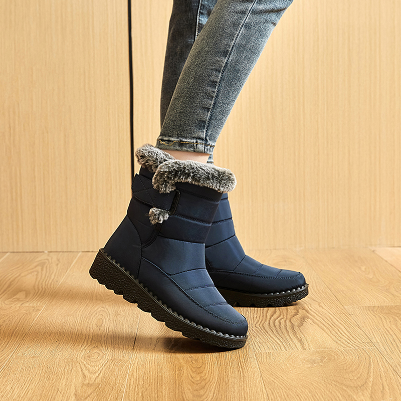 womens waterproof snow boots solid color plush lined short boots winter keep warm outdoor boots details 8