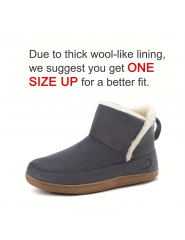 Women's Fleece Liner Fuzzy Indoor Outdoor Slippers, Cute Slip On Solid Comfort Warm Women's Shoes