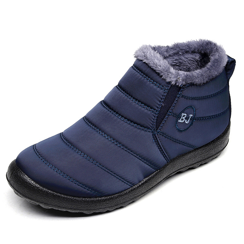 womens fleece lining snow boots waterproof slip on thermal ankle boots winter warm plush short boots details 8